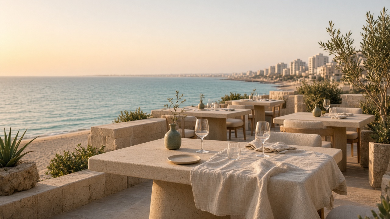 Limestone terrace above the Mediterranean at golden hour